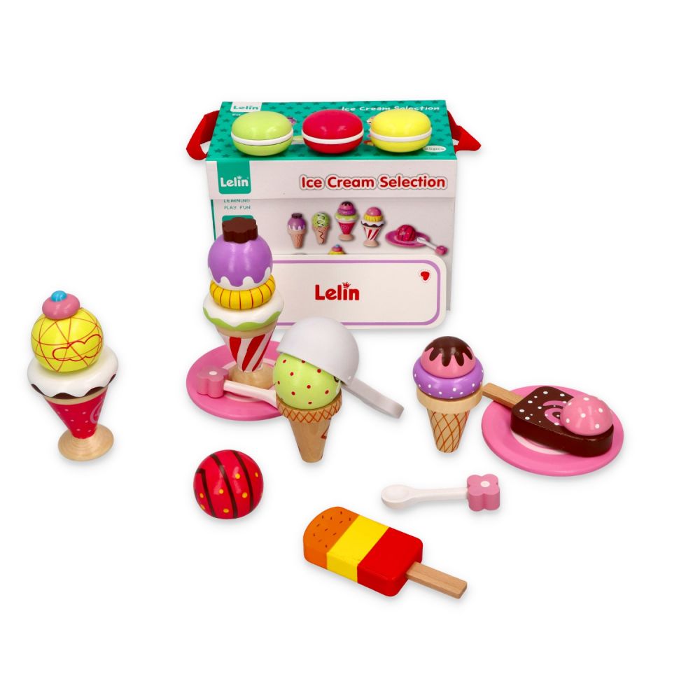 Lody - zestaw lodów 25 sztuk - zabawka drewniana - obrazek 6