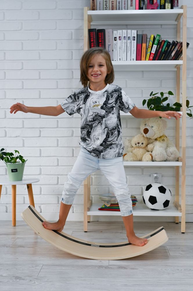 Balansująca deska półksiężyc z autkiem i naklejaną drogą - do 80kg - obrazek 6