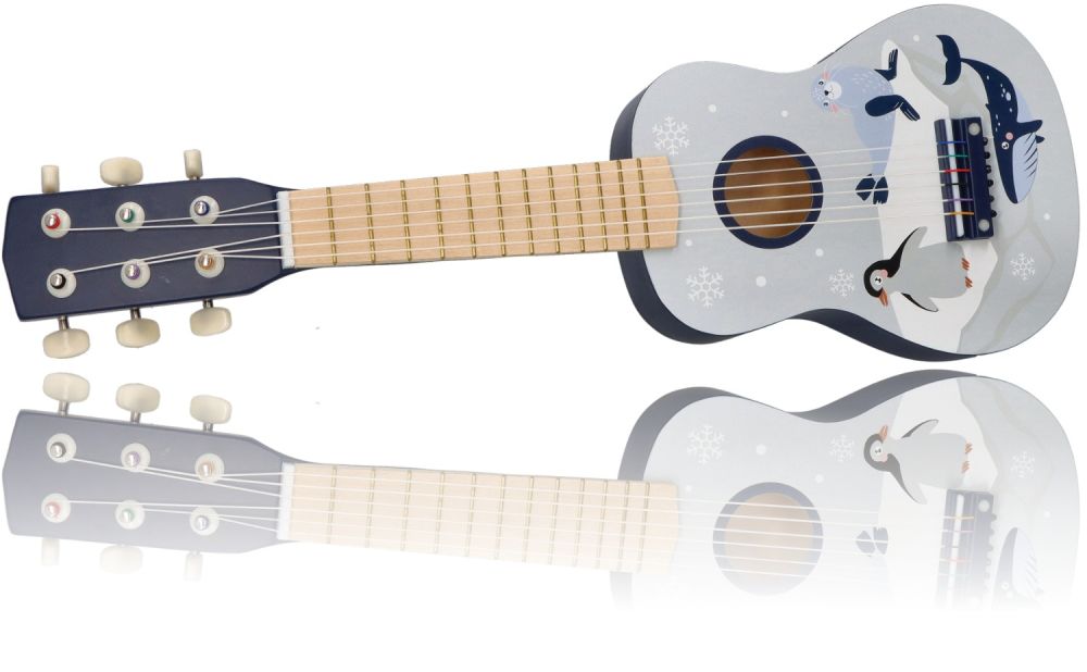 Gitara drewniana zwierzęta arktyczne